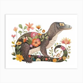 Little Floral Komodo Dragon 1 Art Print