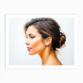 Side Profile Of Beautiful Woman Oil Painting 64 Art Print