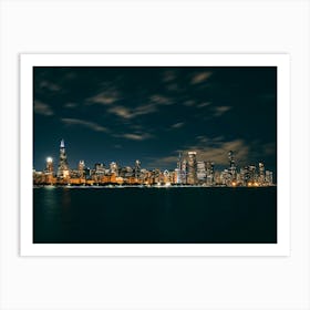 Chicago Skyline At Night Art Print