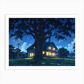 House At Night 1 Art Print