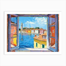 Rovinj From The Window View Painting 2 Art Print