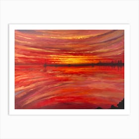 Sunset Over The Water Art Print