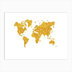 Gold World Map Art Print