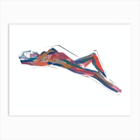 Woman Life Drawing Laying On Her Back Mixed Media Art Print