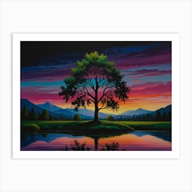 Sunset Tree Art Print