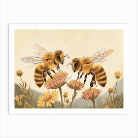 Floral Animal Illustration Honey Bee 1 Art Print