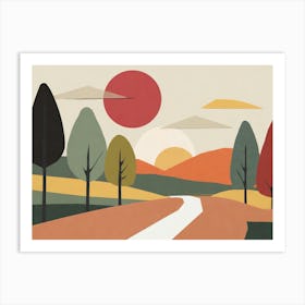 Countryside, Geometric Abstract Art, Poster Vintage Art Print