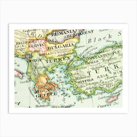 Map Of Turkey, Istanbul, retro map, vintage map Art Print