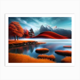 Lake with mountains Art Print