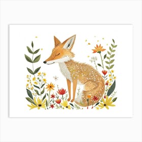 Little Floral Coyote 3 Art Print