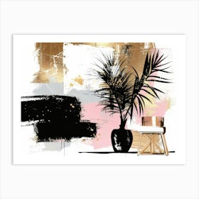 Gold And Black Abstract Painting 117 Art Print