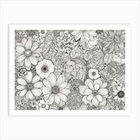 Black And White Flowers 1 Art Print