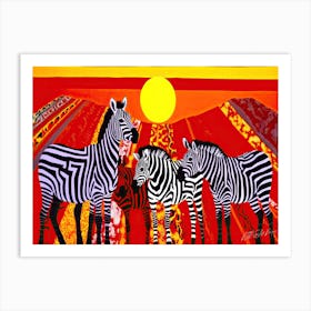 African Zebra Kings - Zebras In The Sun Art Print