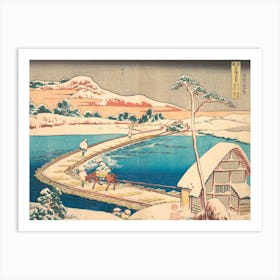 Old View Of The Boat Bridge At Sano In Kōzuke Province, Katsushika Hokusai Art Print