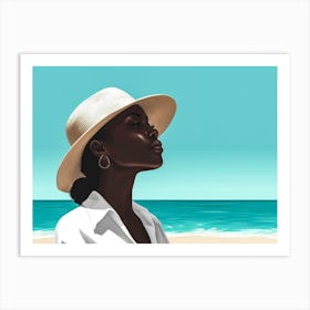 Illustration of an African American woman at the beach 7 Art Print