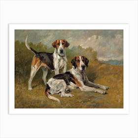 Vintage Two Foxhounds Art Print