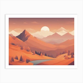 Misty mountains horizontal background in orange tone 66 Art Print