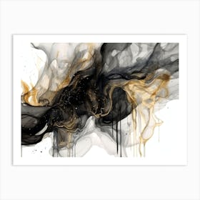 Elegant Black Gold Marble Abstract 2 Art Print