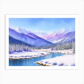 The Frozen River: A Winter Scene Art Print