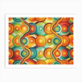 Abstract Colorful Geometric Pattern With Circles And Lines 1 Art Print