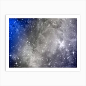 Dark Blue Grey Galaxy Space Background Art Print