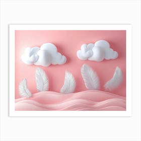 White Clouds And Feathers Art Print