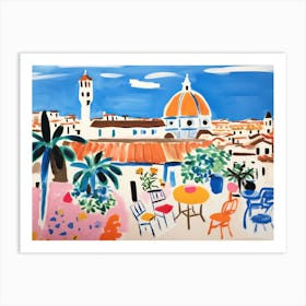 Florence Italy Cute Watercolour Illustration 7 Art Print