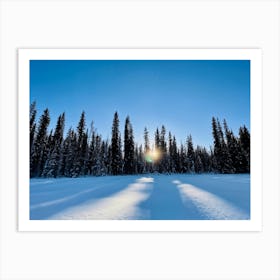 At The Onset Of Winter A Snowy Panorama Unfolds A Vast Forest Exists Beneath The Far Reaching Sky (2) Art Print