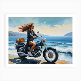 Woman On A Motorcycle 19 Art Print