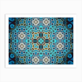 Pattern And Texture Blue Flower Watercolor And Alcohol Ink 2 Art Print