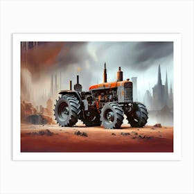 Tractor In The Desert Art Print