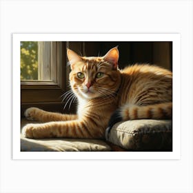 Cat By The Window Art Print