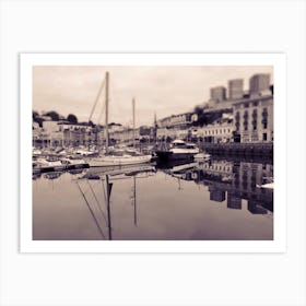 Great Yarmouth Harbour View Boats Black and White Art Print