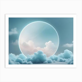 An Abstract Image Of A Glowing, White Circle In A Field Of Clouds Against A Blue Sky, Creating A Sense Of Wonder And Possibility Art Print