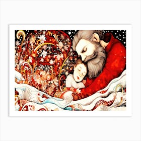 Real Father Christmas - Comfort And Child Art Print