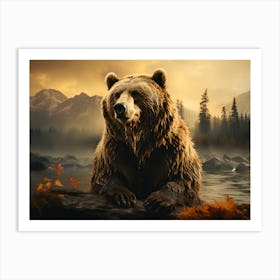 Wild Bear Roaming the Peaks - Mountain Art Art Print