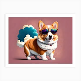 Corgi Dog With Sunglasses 3 Art Print