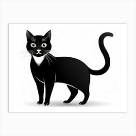 Black And White Cat Silhouette Art Print