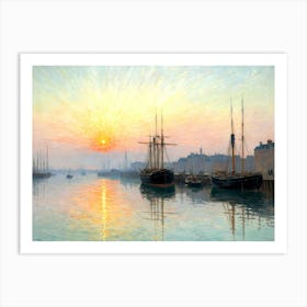 Sunrise At The Port Art Print