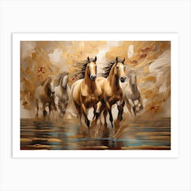 Horses Running In The Water Art Print