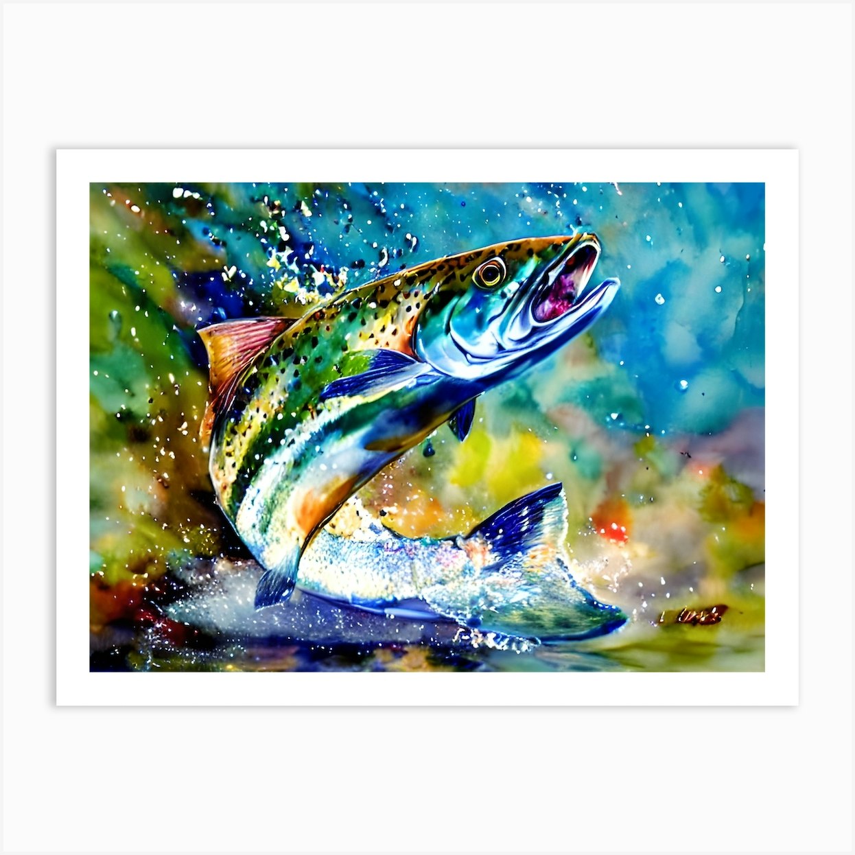 Leaping Trout Art Print by Clara Beckwith - Fy