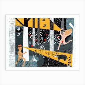 Nighttime Trail running Art Print