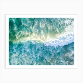 Surfer Catching A Wave From Above Art Print