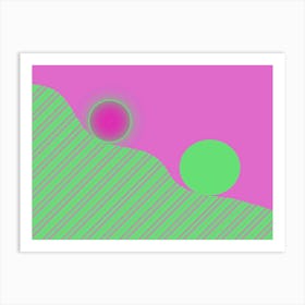 Pink And Green Abstract Painting Art Print