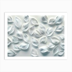 3d Art White Leaves Background 1 Art Print