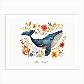 Little Floral Blue Whale 2 Poster Art Print