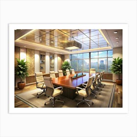 Modern Conference Room With Big Window Art Print