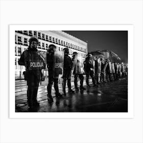 Riot Police In Stand Off Art Print