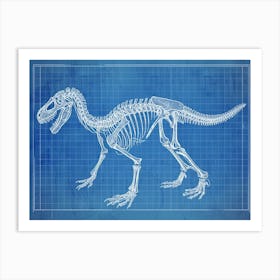 Iguanodon Dinosaur Skeleton Blueprint Art Print