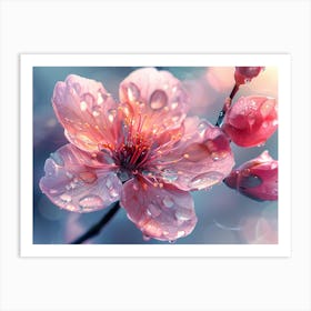 Cherry Blossoms In The Rain 1 Art Print